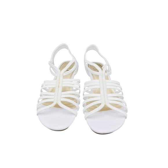 🤍 Ruffle Strappy Slingback Sandal Size 9M Woven Summer Casual Minimal Flat Shoe - Picture 2 of 7